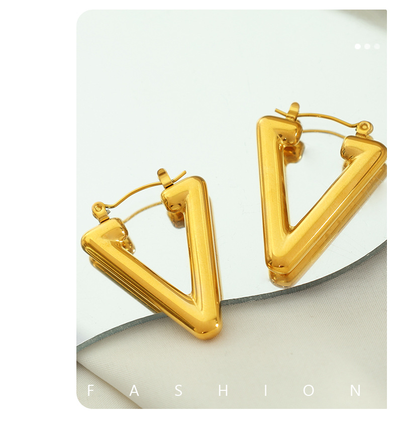Titanium Steel Material Triangle Pattern 1 Pair Simple Style Triangle Plating Titanium Steel Earrings