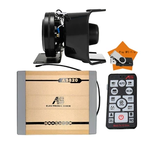 Car-mounted wireless alarm MP3 speaker, high-power siren amplifier, high-frequency speaker AS820E + Black Falcon speaker
