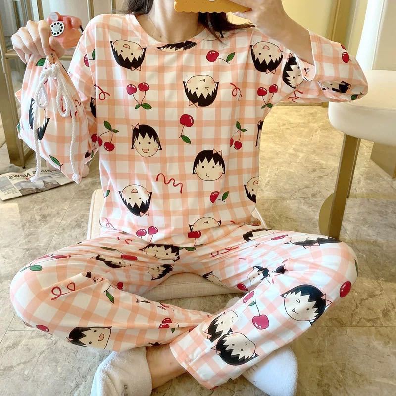 Pijamas mujer otoño estudiante ins manga larga primavera y otoño estilo coreano