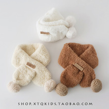 宝宝围巾冬季保暖毛绒婴幼儿童围脖2024新款加厚冬天男女童脖套潮