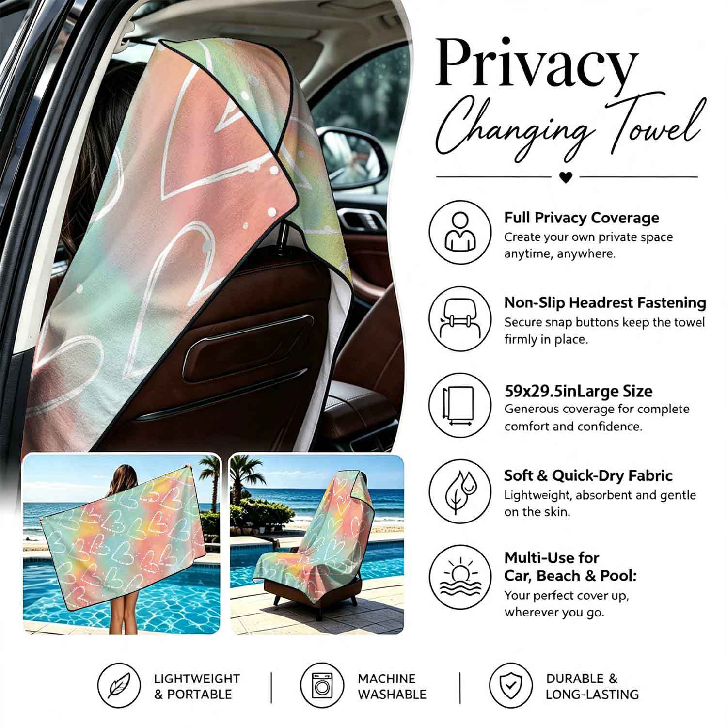 2-piece dual-use car seat cover, ultra-fine fiber, can be used as a beach towel, printed car protective seat cover 13