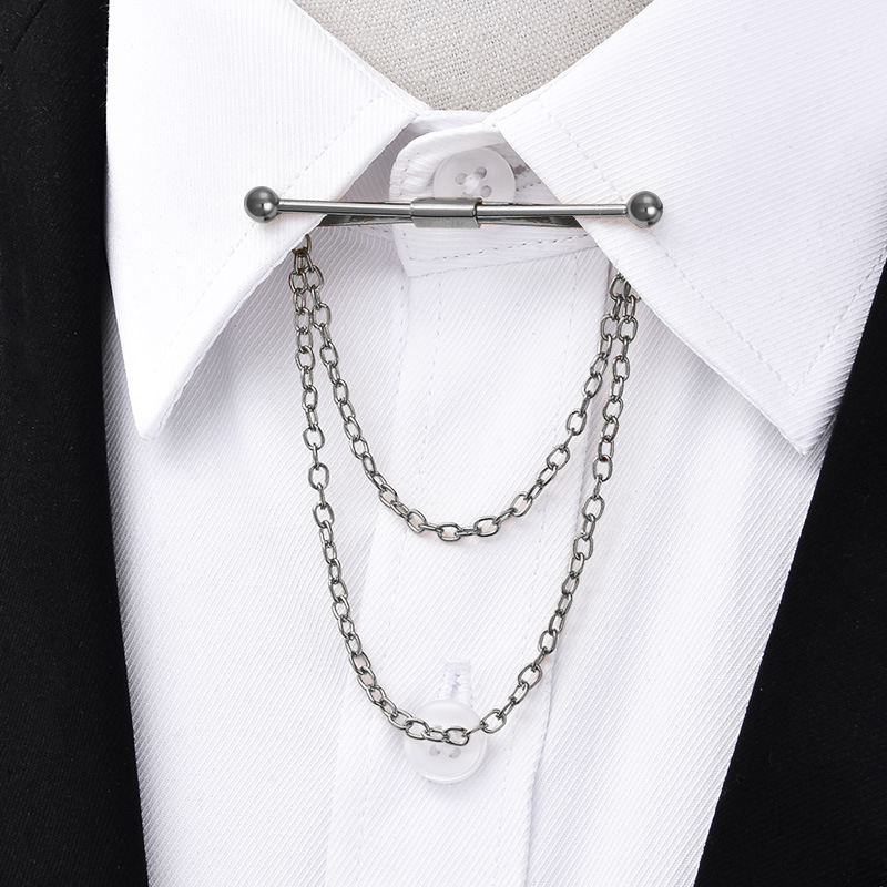 Men's Shirt Collar Pin, Stand-Up Collar Shirt, Collar Corner Clip, Fixed Clip, Tassel Tie Bar, Collar Corner Pin
