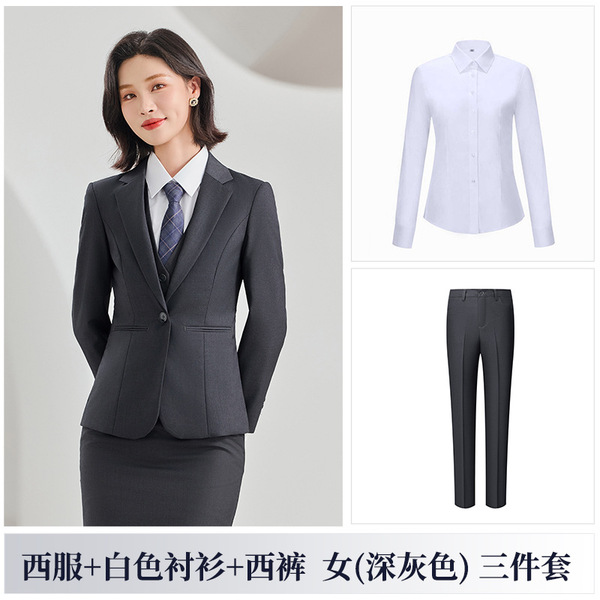 Autumn and winter dark gray professional suit set for women high-end business wear for managers executives lawyers and other similar styles