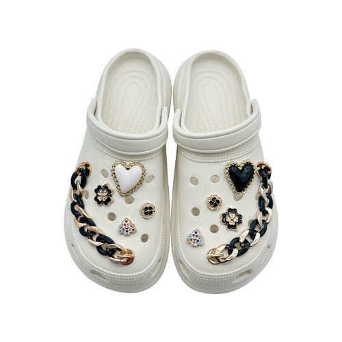 Croc shoe accessories diy shoe buckle fashion love metal chain set upper decoration removable shoe flower