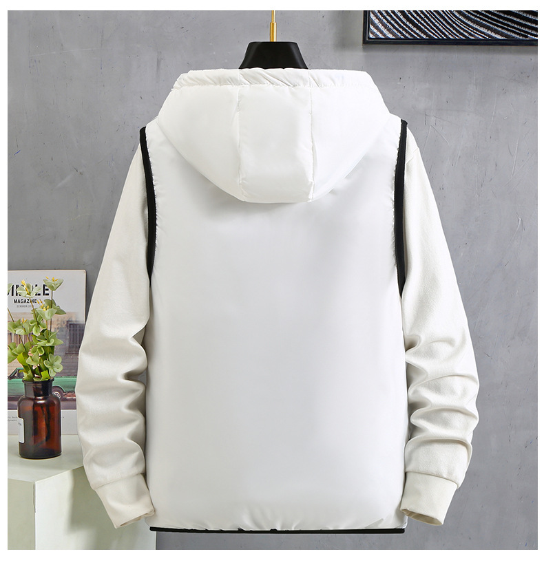 Daunenweste Herbst und Winter Neue Herrenbekleidung Kurzmantel auf beiden Seiten Lose Kapuze Beliebtes Baumwoll-Tanktop_voghion.com