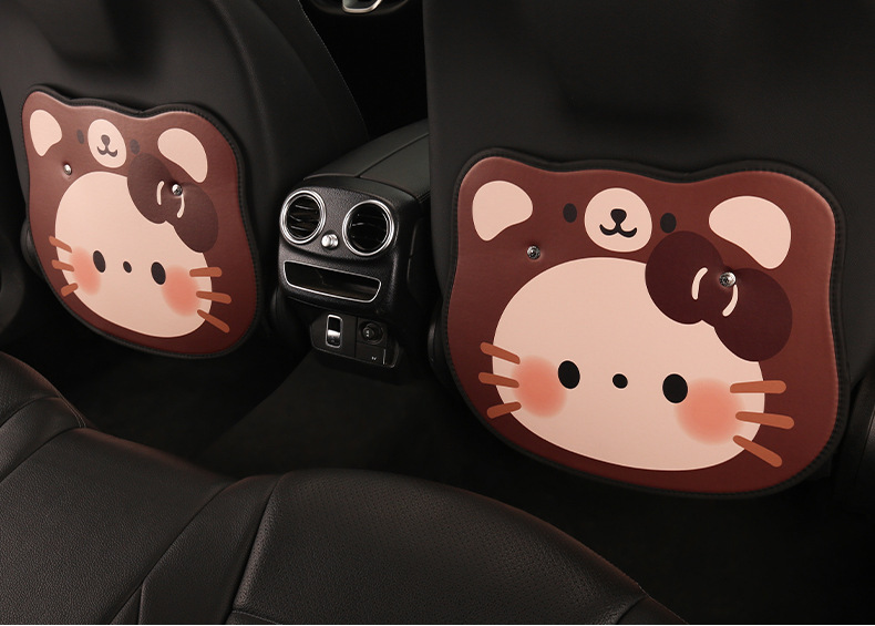 Women's Cute Cartoon Kitten Car Seat Back Anti-Kick Pad Car Seat Back Anti-Fouling Pad Rear Anti-Dirty Pad