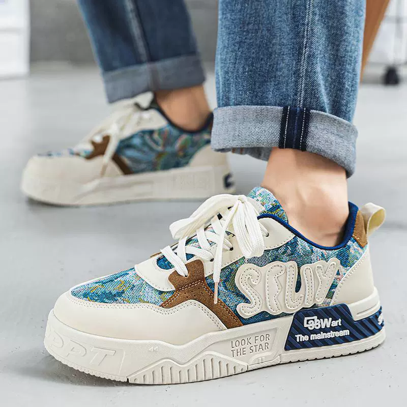 Мужская обувь в нишевом дизайне 2023 новая дышащая повседневная обувь для досок на толстой подошве Спортивная парусиновая обувь оптом