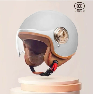Motosiklet kaskı (dəbilqə) — Winter Motorcycle Retro Helmet, Safety Helmet - 801-new-national-standard-class-a-3c-certification-cement-gray-short-lens-free-size