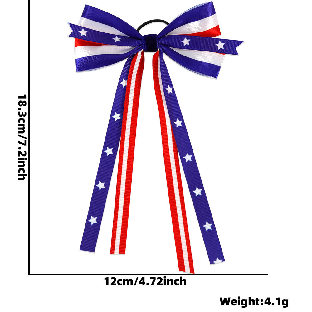 Nuevo Día de la Independencia Americana Bowknot Head Cuerda Estrella Bandera Estampado Día Nacional Tema Fiesta Decoración Cinta Anillo para el cabello image 11