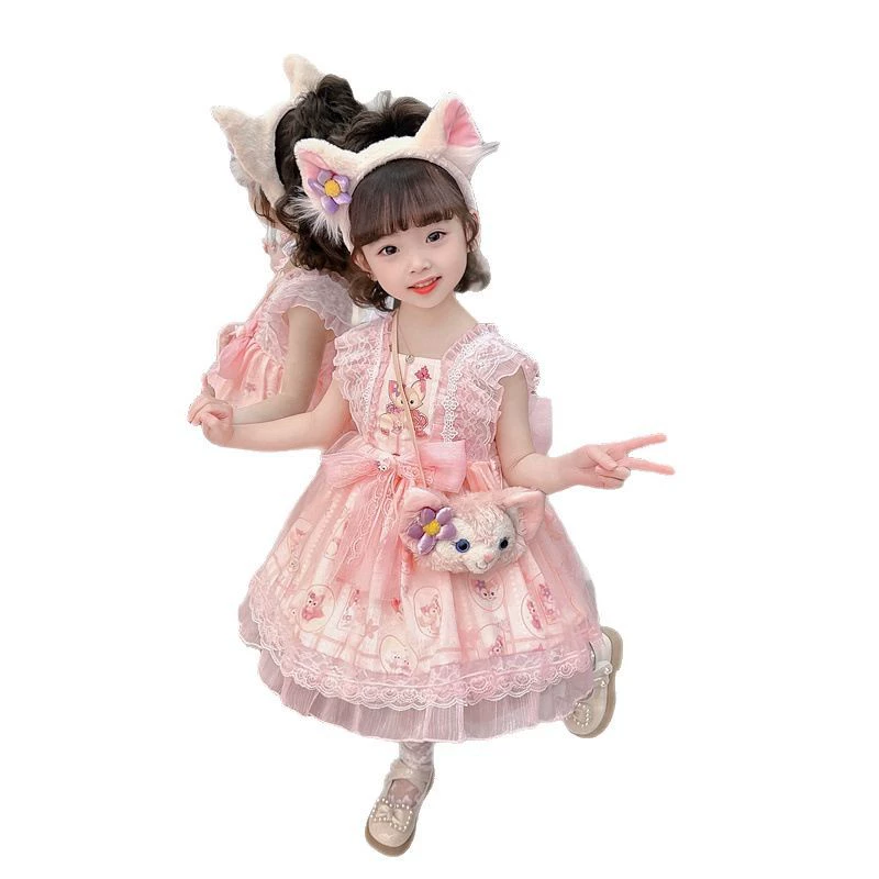 Children's summer small princess costume, short sleeve dress, girl's skirt, Lolita style, tutu skirt