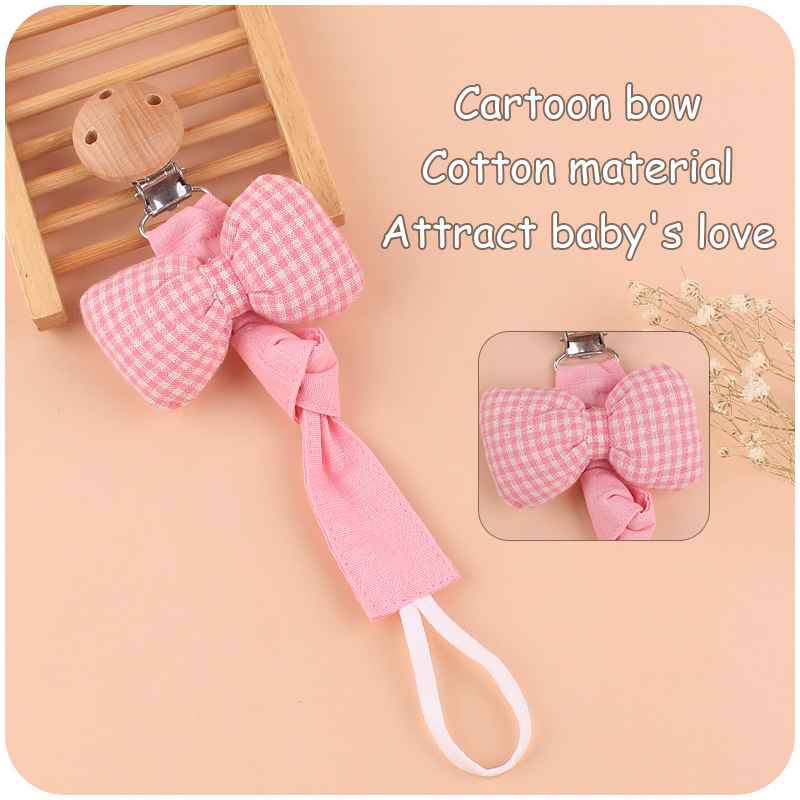 Nuevo bebé suministros clip de chupete de haya calmante bebé Arco-Nudo algodón y lino cinta chupete cuerda chupete cadena