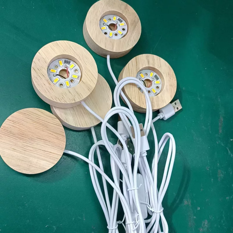 Деревянная база, свет, LED-цветная лампа из натуральной древесины