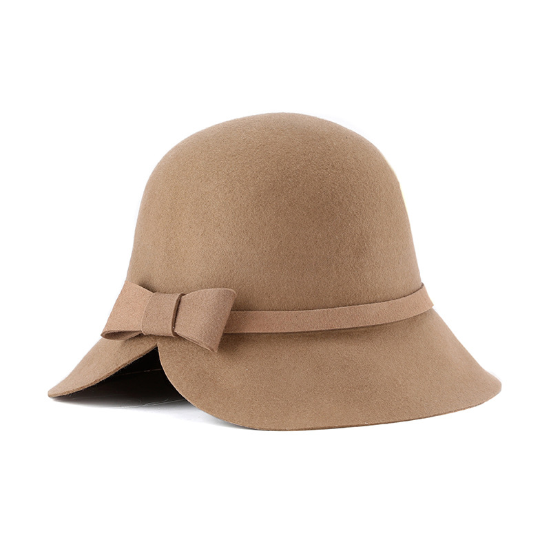 Sombrero de otoño e invierno pura lana estilo Coreano Japonés personalidad la moda brecha arco pequeño sombrero cúpula en stock al por mayor