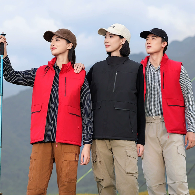 Новый трехзащитный штурмовой хлопковый жилет для пар, рабочая одежда с большими карманами, воротник-стойка, мужской жилет без рукавов, утолщенный и теплый.