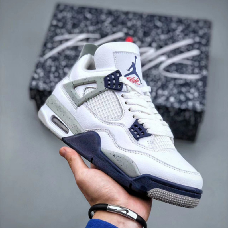 莆田靴工場卸売会社レベル AJ4 ミッドナイトブルー電気母黄白黒ジョー 4 外国貿易男性と女性のスポーツブルーシューズ|undefined