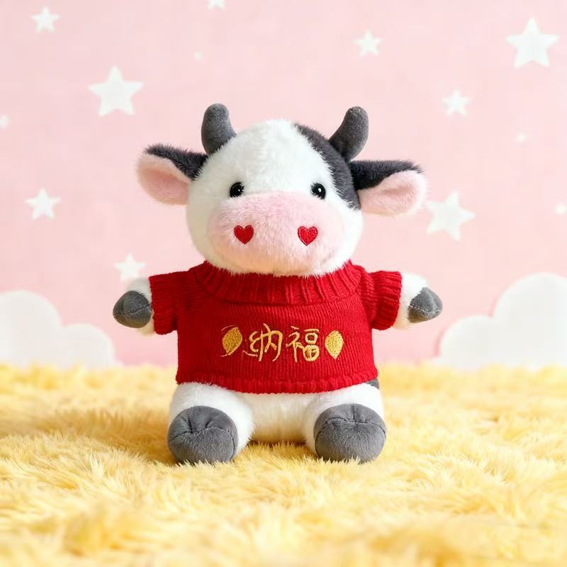 Transfronterizos de vestir grandes flores juguetes de peluche muñecas de vaca zodiacal muñecas de tela regalo muñecas de vaca de flores muñecas