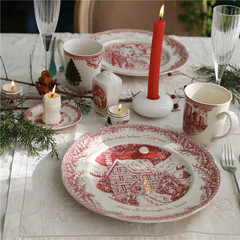 批發一鴻藝居陶瓷餐具紅色系列聖誕大小盤碟碗花器 節日買滿批發