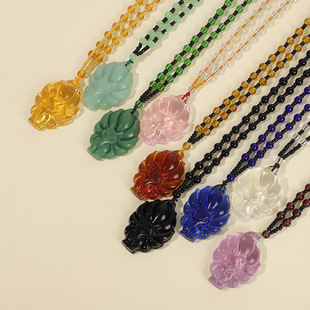 New style imitation green chalcedony Nine Tail Fox pendant mid-length Fox necklace Pink Crystal Jade pendant wholesale gift for women