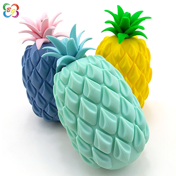 Monedero de piña de silicona creativa de Amazon Bolsa de almacenamiento de auriculares con forma de fruta de dibujos animados