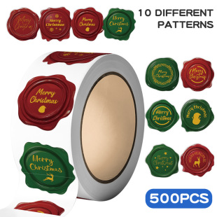 500 sheets/roll roll roll paste cross-border Christmas stamp envelope gift tape paste notebook cup decoration sticker