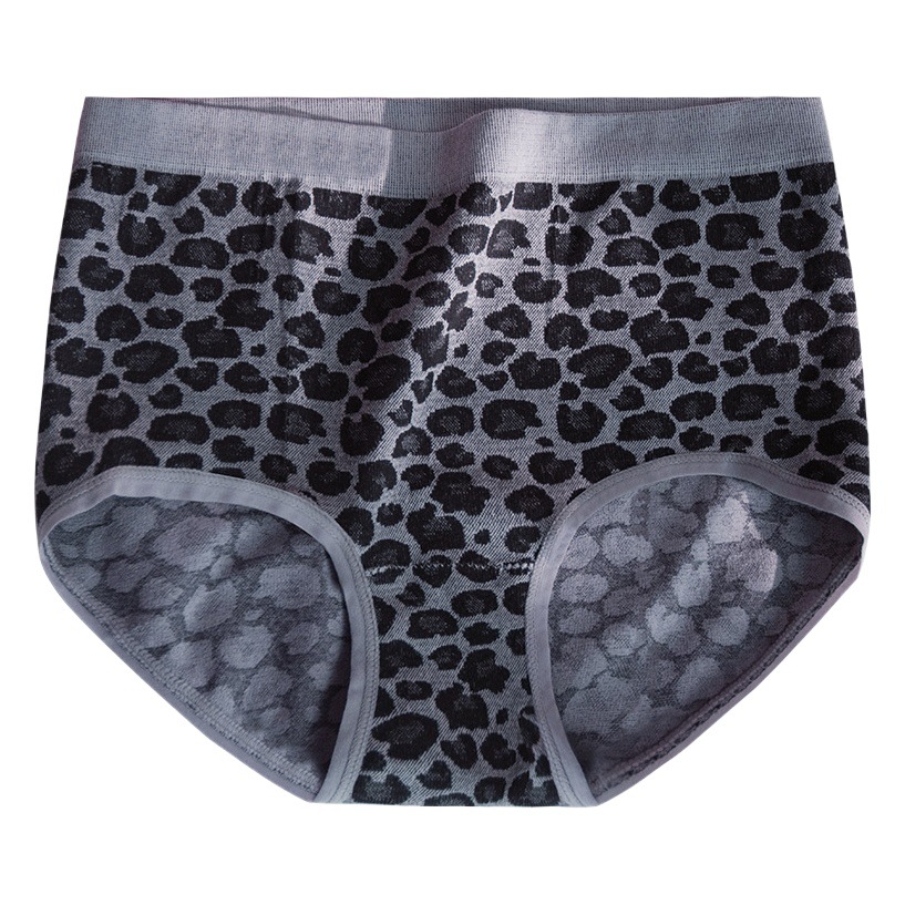 El otoño y el invierno nuevo estampado de leopardo sin costuras sexy vaina Mediados de cintura alta más tamaño elástico cómodo sin costuras de algodón puro antibacteriano entrepierna ropa interior para mujeres