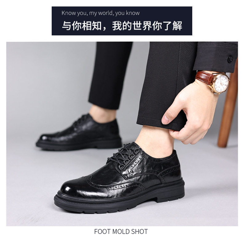 Giày da nam công sở thoáng khí khắc hoa văn kiểu Anh, gót vừa 3-5 cm — Màu nâu 2567, Màu đen 2567 chi tiết 17
