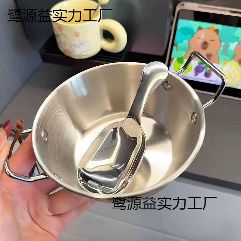Корейская миска для закусок из нержавеющей стали, салатница с двумя ушками, маленькая миска для жареной картофельной фри, миска для горячего горшка, миска для соуса, миска для рисового вина, декоративная миска