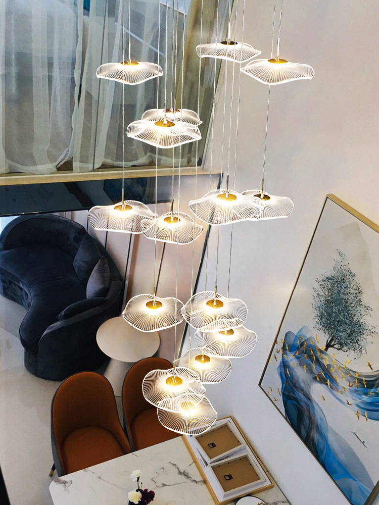 Zhongshan Factory Direct Venta de Guangdong Zhongshan Villa de lujo ligera sala de estar restaurante moderno simple creativo edificio duplex giratorio