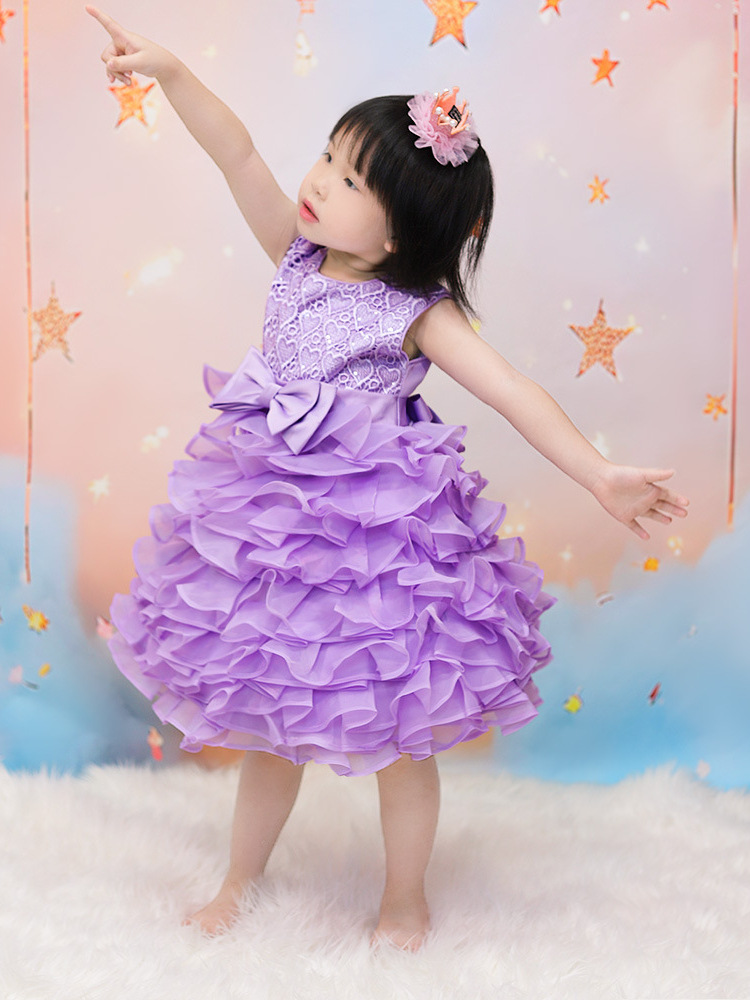 Vestido infantil sin mangas vestido de princesa amor de encaje vestido de fiesta vestido de niña pequeña