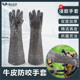 Anti-Dog Gloves, Anti-Bite, Cat and Pet Anti-Scratch Double-Layer Large Dog Training Thickened First-Layer Cowhide Anti-Viper Bite Gloves