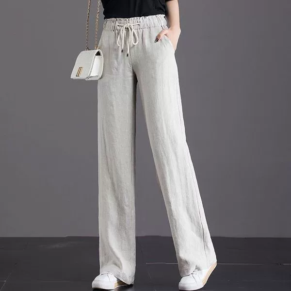 Хлопковые летние брюки, высокая талия, oversize, свободный прямой крой