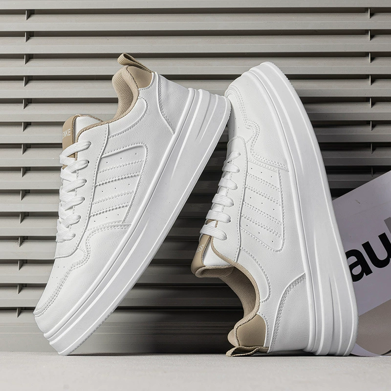 Новые мужские кроссовки 2025 года в корейском стиле, увеличивающие рост, модные, в стиле Ins, молодежные, в гонконгском стиле, спортивные, повседневные белые туфли для мужчин