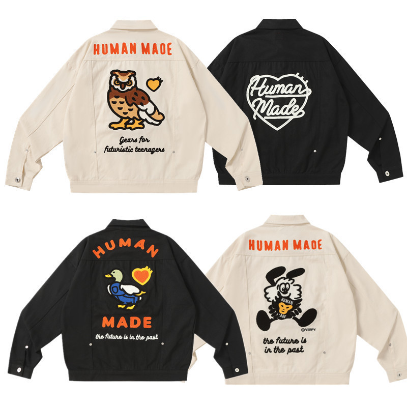 Cartoon Embroidered Jacket for Men and Women, Loose Japanese Retro Casual Stylish Couple Baseball Jacket for Cross-Border Foreign Trade