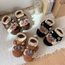 时尚可爱蝴蝶结小熊冬季女棉鞋高级感休闲复古拼色个性网红勃肯鞋