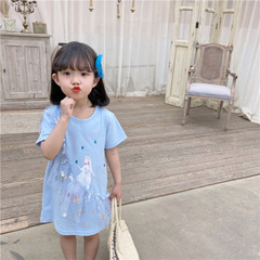 Girls' Summer Dress, Chic Style: Baby Girl's Elsa T-Shirt Skirt, Kids' Frozen Short-Sleeve Elsa Gown