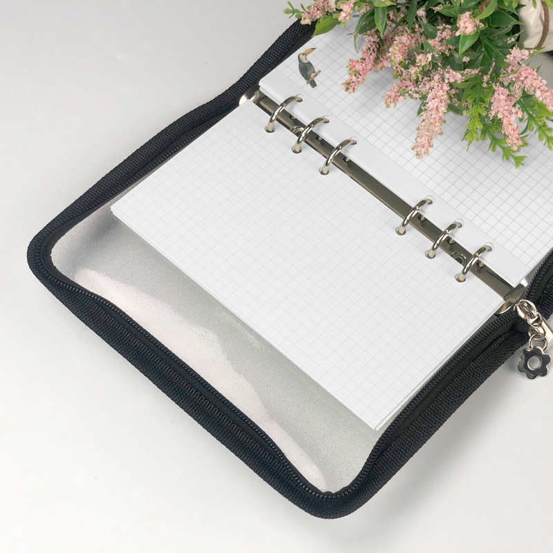 Bolsa de almacenamiento con cremallera borde libro de hojas sueltas estilo japonés y coreano ins persiguiendo estrellas libro de mano transparente lindo cuaderno de celebridades de Internet