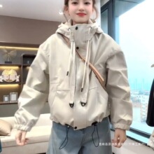 欧货短外套女2026春季新款连帽冲锋衣小个子休闲夹克棒球服上衣潮