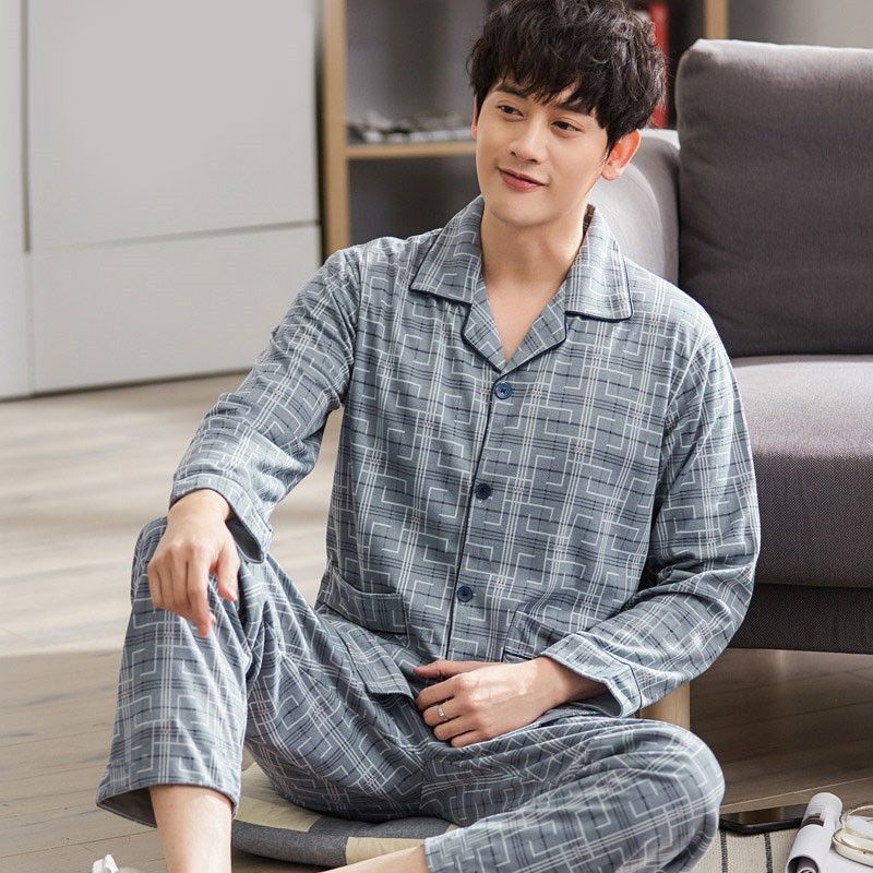 Pijamas de tres piezas pantalones cortos de manga corta de verano para hombres traje 100% algodón más tamaño delgado desgaste para el hogar suelto juventud