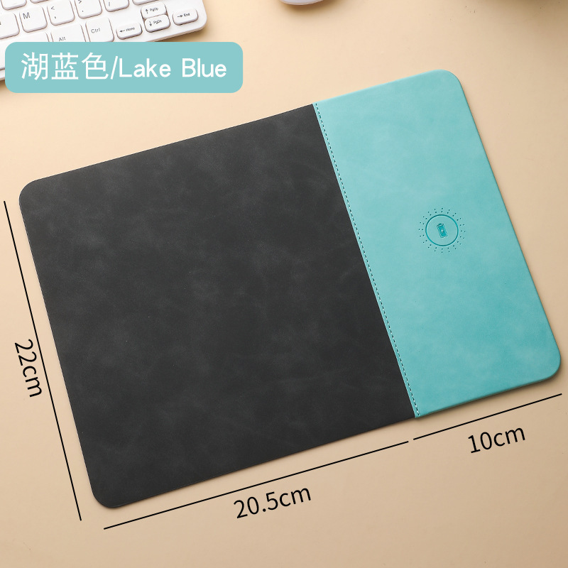 Alfombrilla de ratón con carga inalámbrica 15W, PU antideslizante, oficina comercial, personalizable