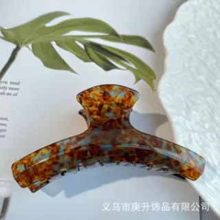 跨境可定制france法式醋酸弧形发抓豹纹大号抓夹盘发夹鲨鱼夹子女