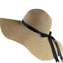 夏季宽边大檐柔软女孩草帽新款女式沙滩帽田园风度假草帽