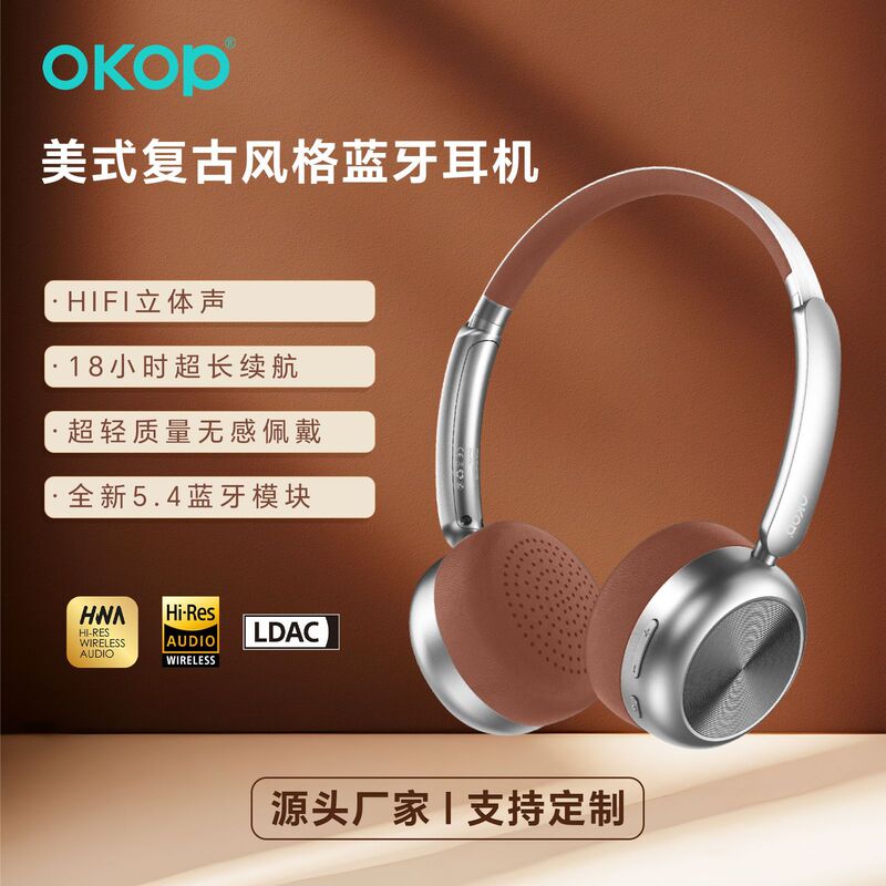 H106蓝牙耳机头戴式跨境新款复古穿搭主动降噪高颜值超长续航轻巧|undefined