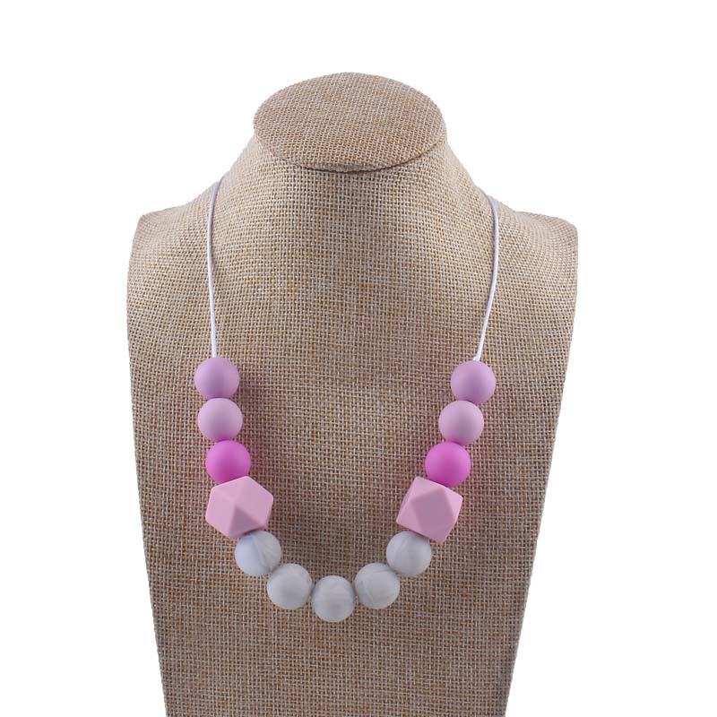 Nueva silicona grande octogonal molar mordedor collar infantil mordedura teether palo masticable colgante collar