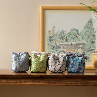 Brocade Drawstring Square Pot Bag Cup Bag Cover Bowl Cloth Bag Travel Storage Cloth Bag Tea Ceremony Tea Cup Bag Jewelry Bag Gift Bag