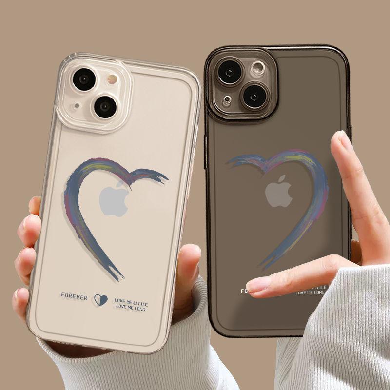 新款爱心情侣苹果15Promax透明手机壳iPhone13Pro/12软壳XS情侣