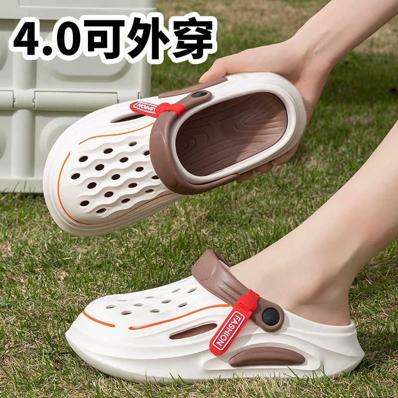 Пляжные сандалии тапочки оптом пещерная обувь для мужчин и женщин новый внешний вид с толстой подошвой нескользящей и дышащей Baotou eva сандалии большого размера