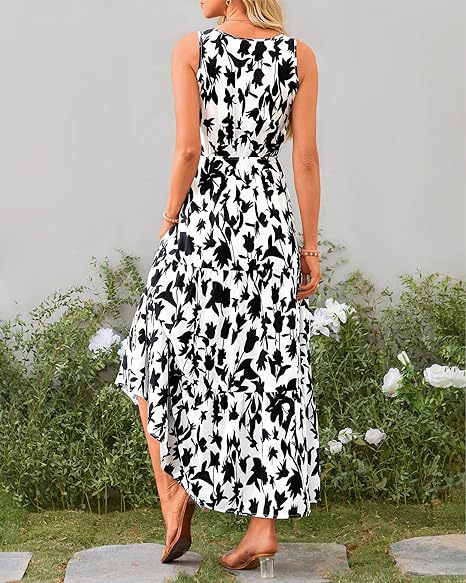 269g Weight Maxi Long Dress Dress Length Type Sleeveless Sleeve Length Swing Dress Dresses Type Sleeveless Sleeve Type Polyester Fabric Type Mid Waist Waist Line Holiday, Daily, Selfie Occasion V Neck Neckline Regular Fit Fit Type Flower Pattern Summer Season Women's Gender Printing Design Casual, Elegant, Simple Style Style Wholesale Women's Casual Elegant Simple Style Printing Flower Holiday Daily Selfie V Neck Sleeveless Swing Dress 11