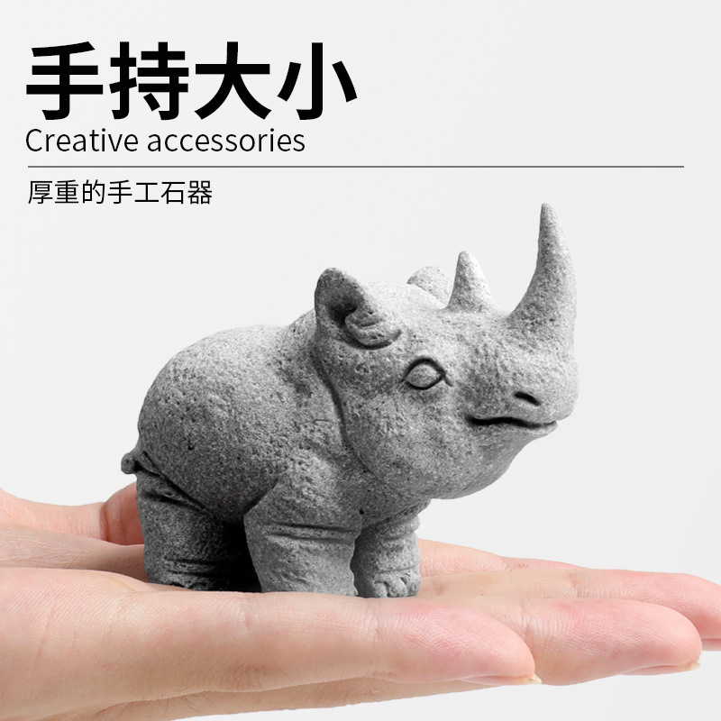 Pecera Arenisca azul Arenisca Dibujos animados Decoración de paisaje de bonsai de león Hippo Decoración de micropaisaje Tallado a prueba de piedra