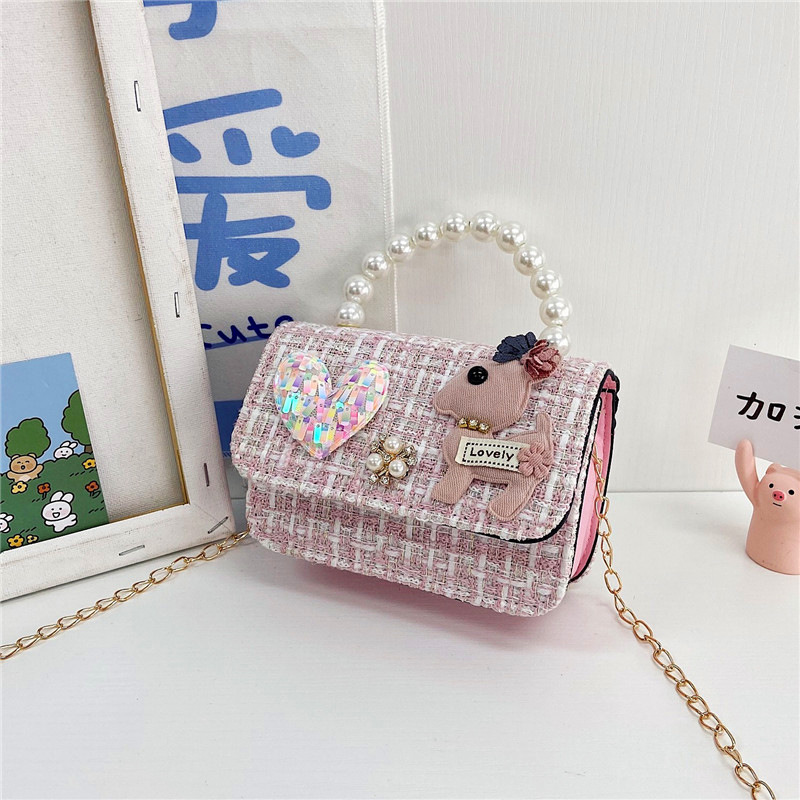 Bolso para niños 2021 nueva niña linda bolsa de mensajero moda princesa perla bolso cadena bolsa de hombro