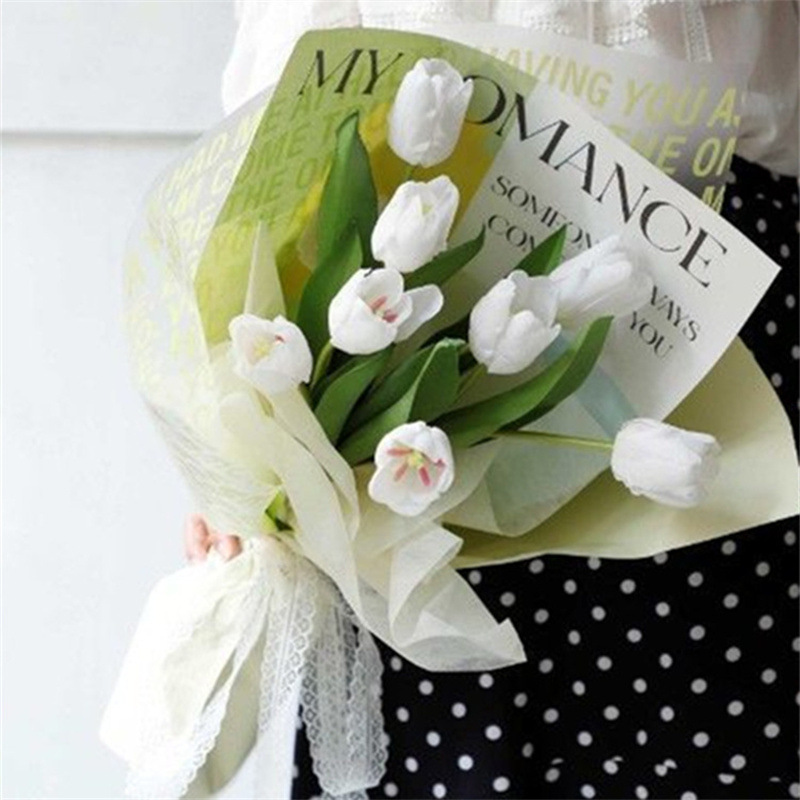 Flores de fábrica de fiestas al por mayor transfronterizos inglés impresión de niebla de papel de embalaje de flores impermeable florista paquete de papel